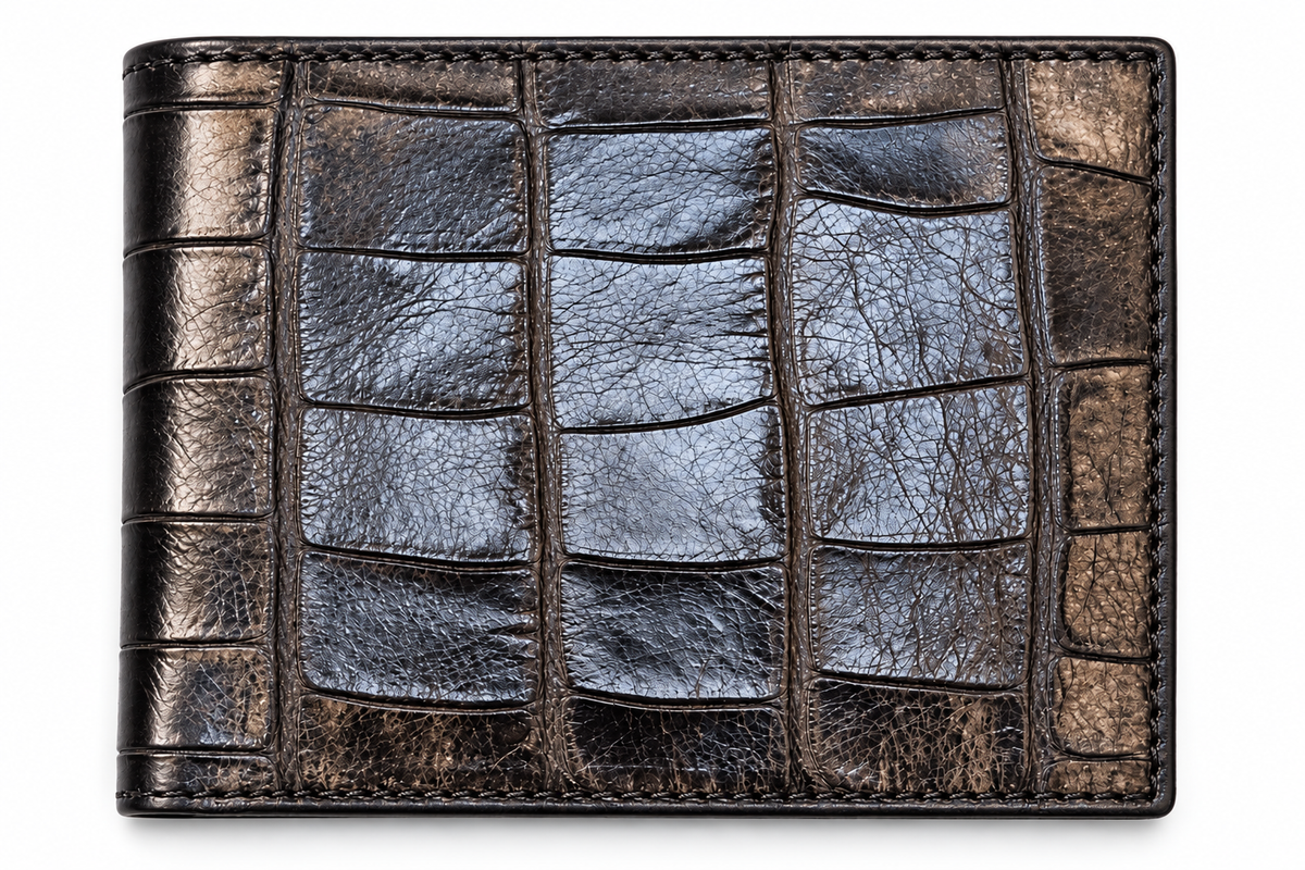 portefeuille cuir croco